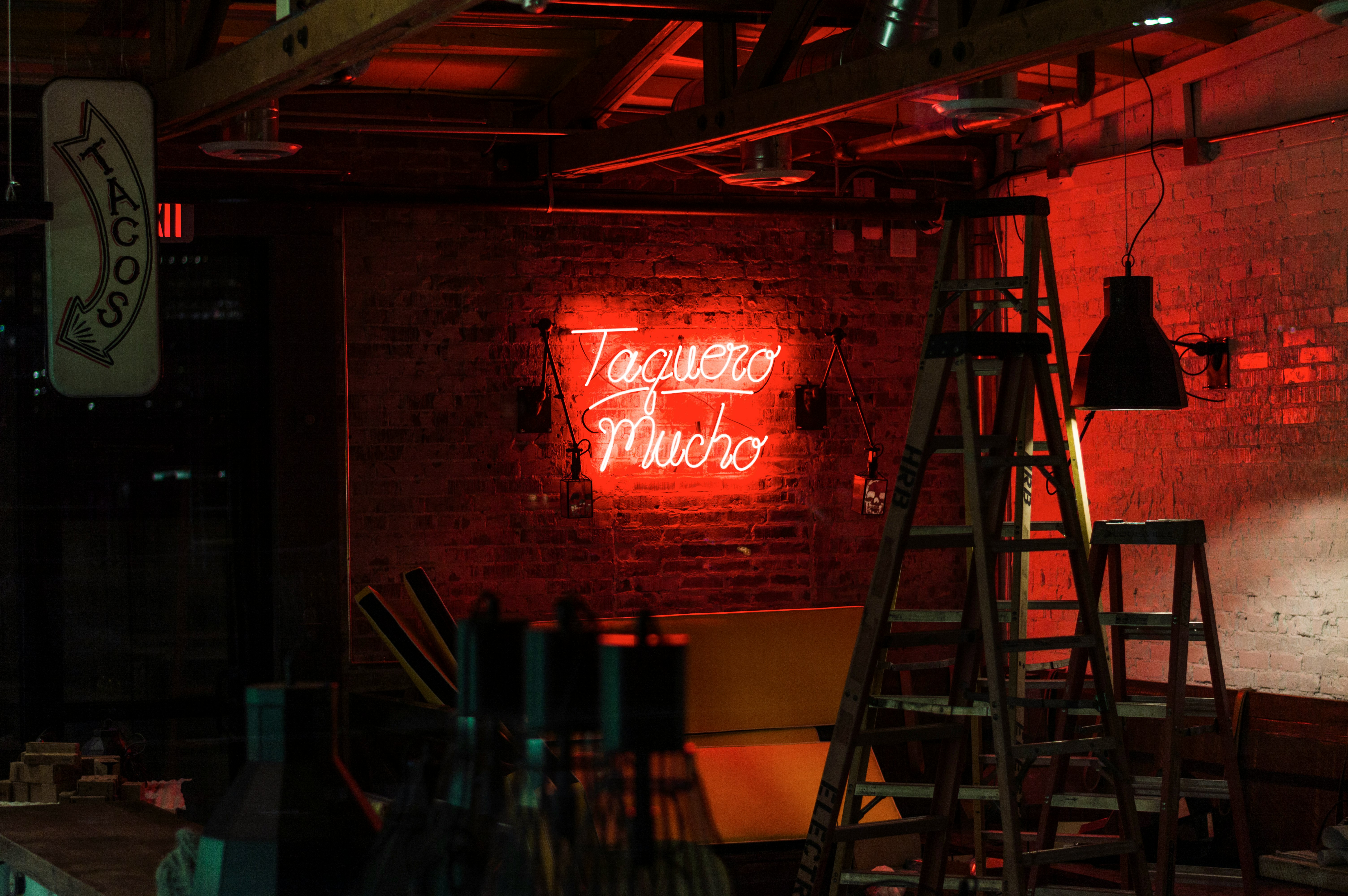 red taquero mucho neon signage